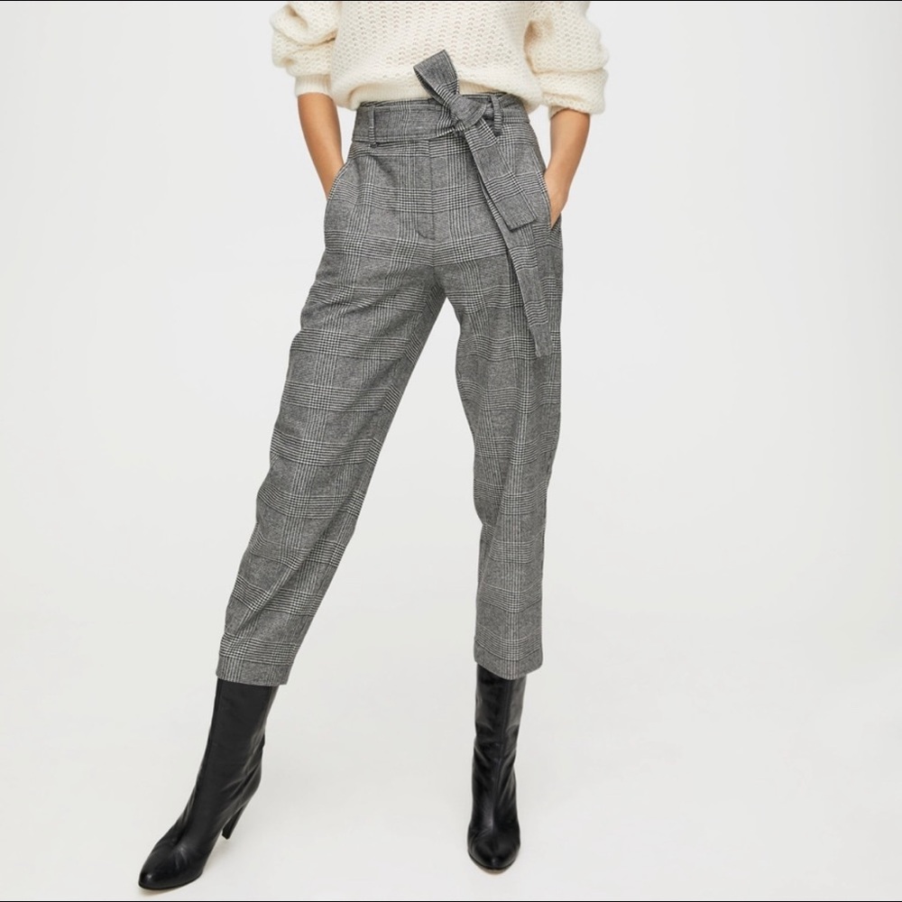 Wilfred Tie-Front Plaid Crop Pant